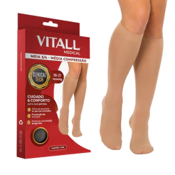 Meia Vitall Medical 3/4 Com Ponteira Média Compressão 18-21 mmHg