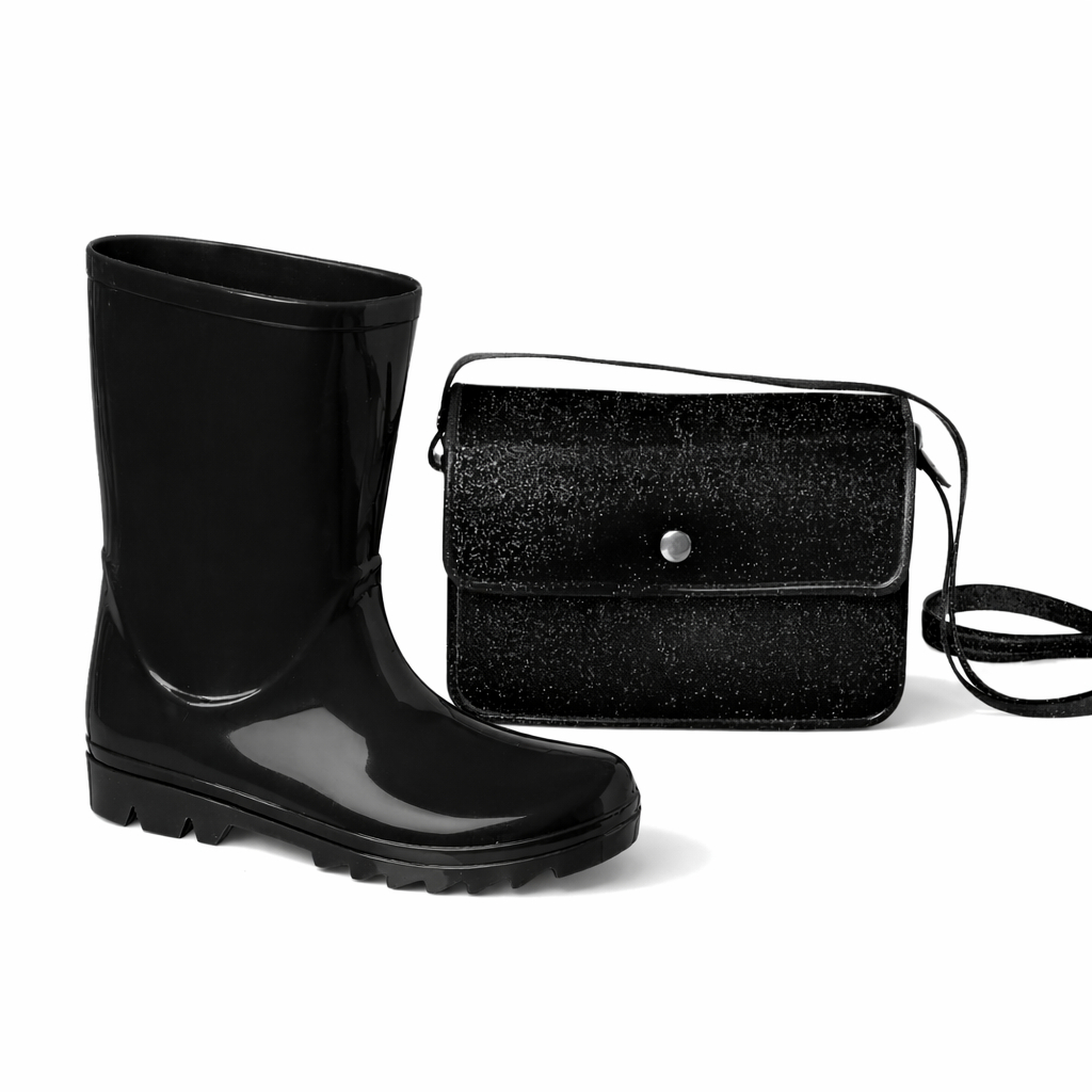 Combo Bota Galocha e Bolsa Infantil Menina Bota Cano Alto Bota Injetada