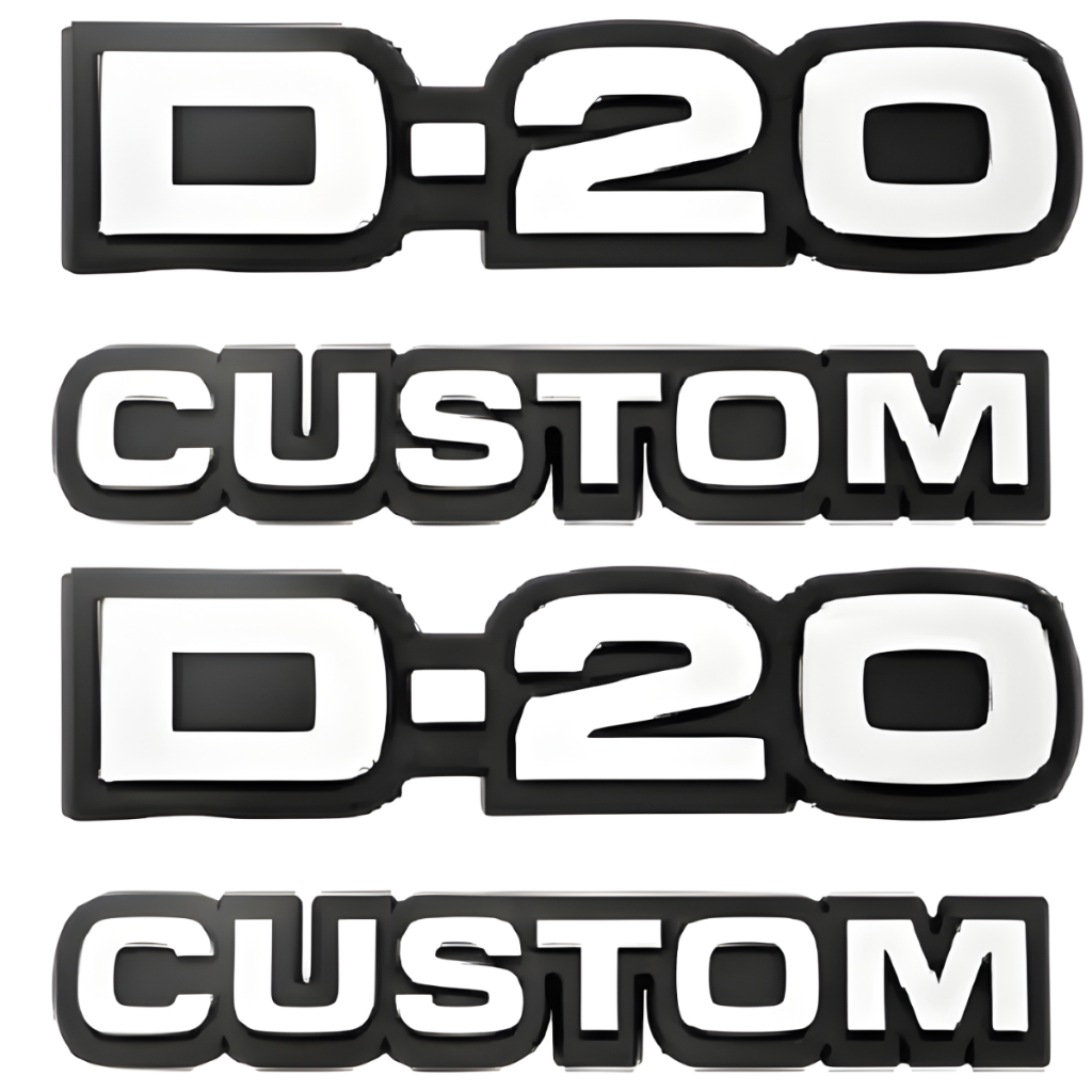 Jogo Kit Emblemas D20 Custon C/ 4 Peças Letreiro Em Cinza