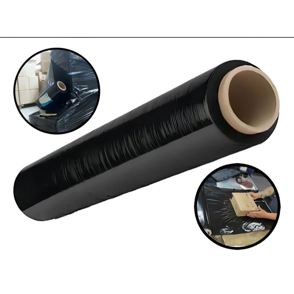 STRETCH PRETO 25 MICRAS X 50CM 1 BOBINA 200M COM TUBETE