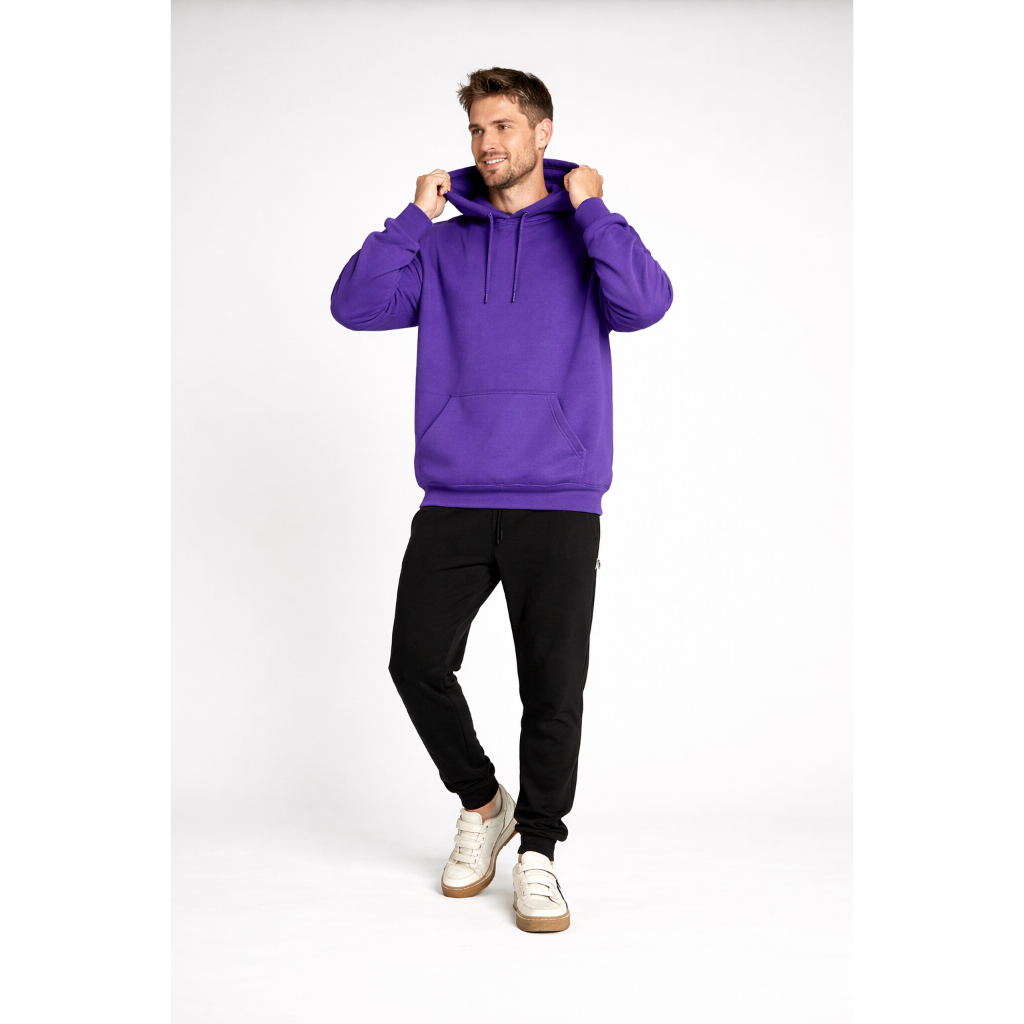 Conjunto de Frio Blusa e Calca Ribana Bolso Canguru Brasil Conforto Algodão Roxo