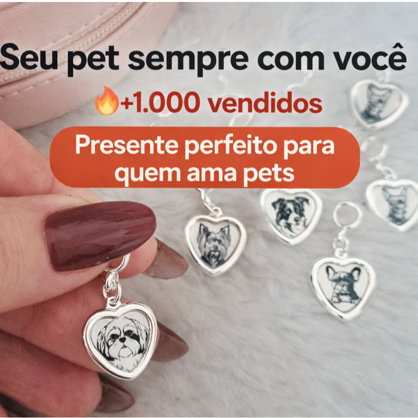 Berloque Pingente Cachorro Pet Presente Ideal Raças Maltes Yorkshire Lhasa Shitzu Pitbull Lulu Pug Buldogue