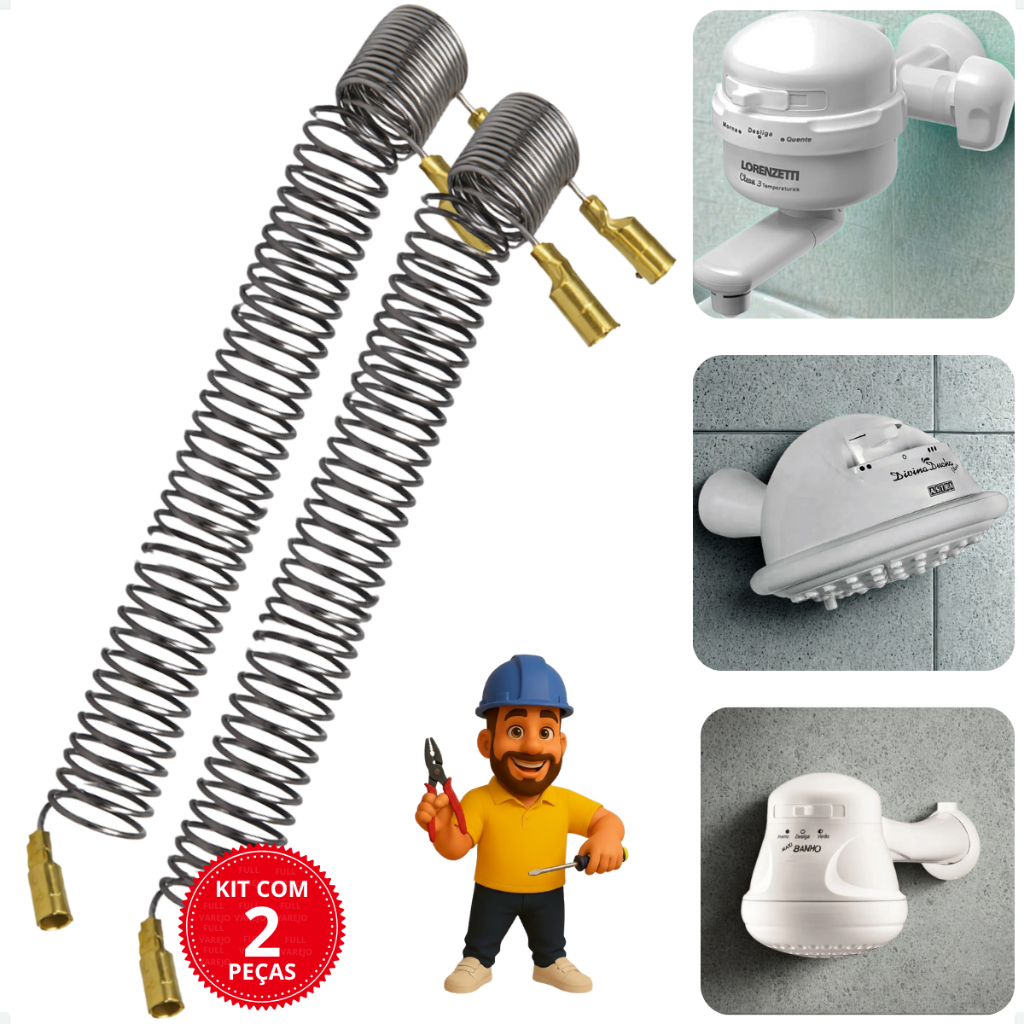 Kit 2 Resistência Chuveiro Maxi Ducha / Astra Ducha / Max Banho / Divina Ducha 5500w 127v - PMR