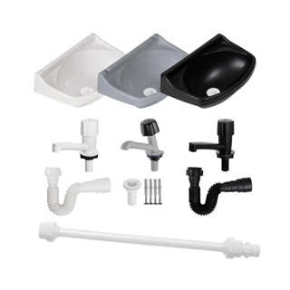 Kit Pia de Banheiro Lavatório Cuba Plástico Sifão Torneira Engate Flexivel PVC Kit Completo em Oferta na Shopee