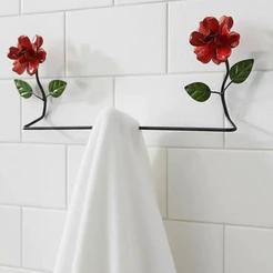 Porta Toalha De Banho Artesanal 60 cm Com Lindas Flores de Ferro
