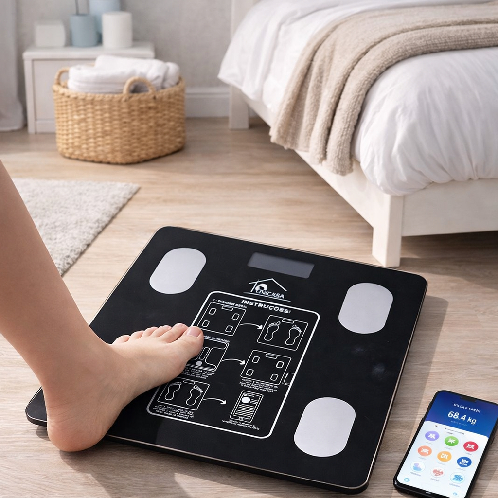 Balança Digital Bioimpedância Bluetooth Capacidade 140kg Precisão Saúde Corporal