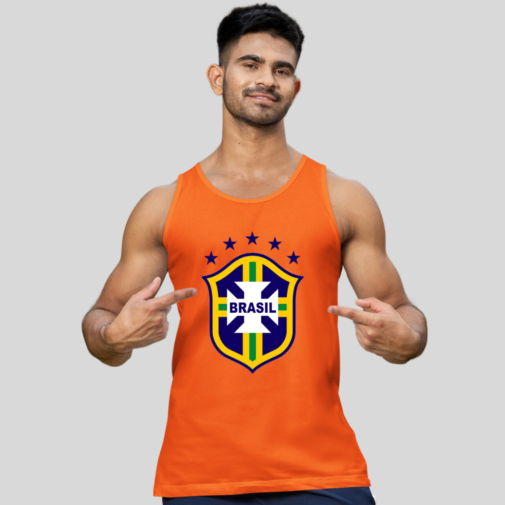 Camisa Regata Masculina Brasil Camiseta Cavada para Copa academia Lançamento top