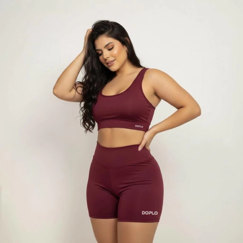 Conjunto Short Cintura alta e Top Academia sem bojo  Top Academia Fitness Feminino Treino ZERO Tranparencia Nota Fiscal — imagem 1