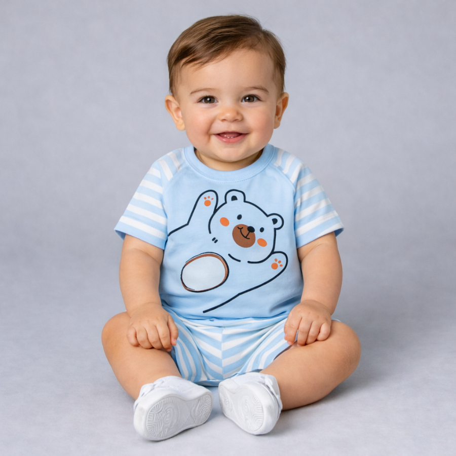 Conjunto Romper Bebe Menino Boyzinho Urso Ursinho Style Fashion Passeio 3 a 6 Meses em Oferta na Shopee