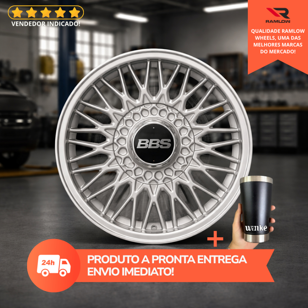 Jogo Rodas BBS Aro 18 Voyage Gol Santana Parati 4X100/ 4X108 + Copo Térmico