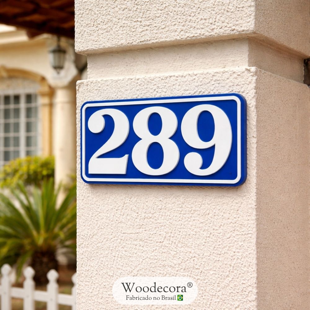 Placa Número Residencial Retrô em Relevo - Placa de Endereço Woodecora