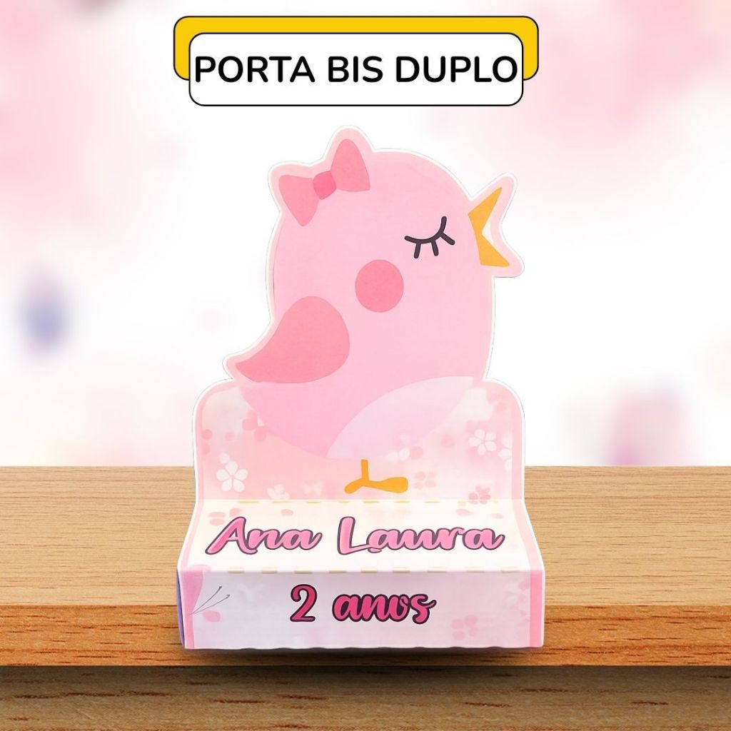 20 Porta Bis Duplo Personalizado Jardim Encantado Passarinho Rosa Lembrancinha Festa De Aniversario Menina