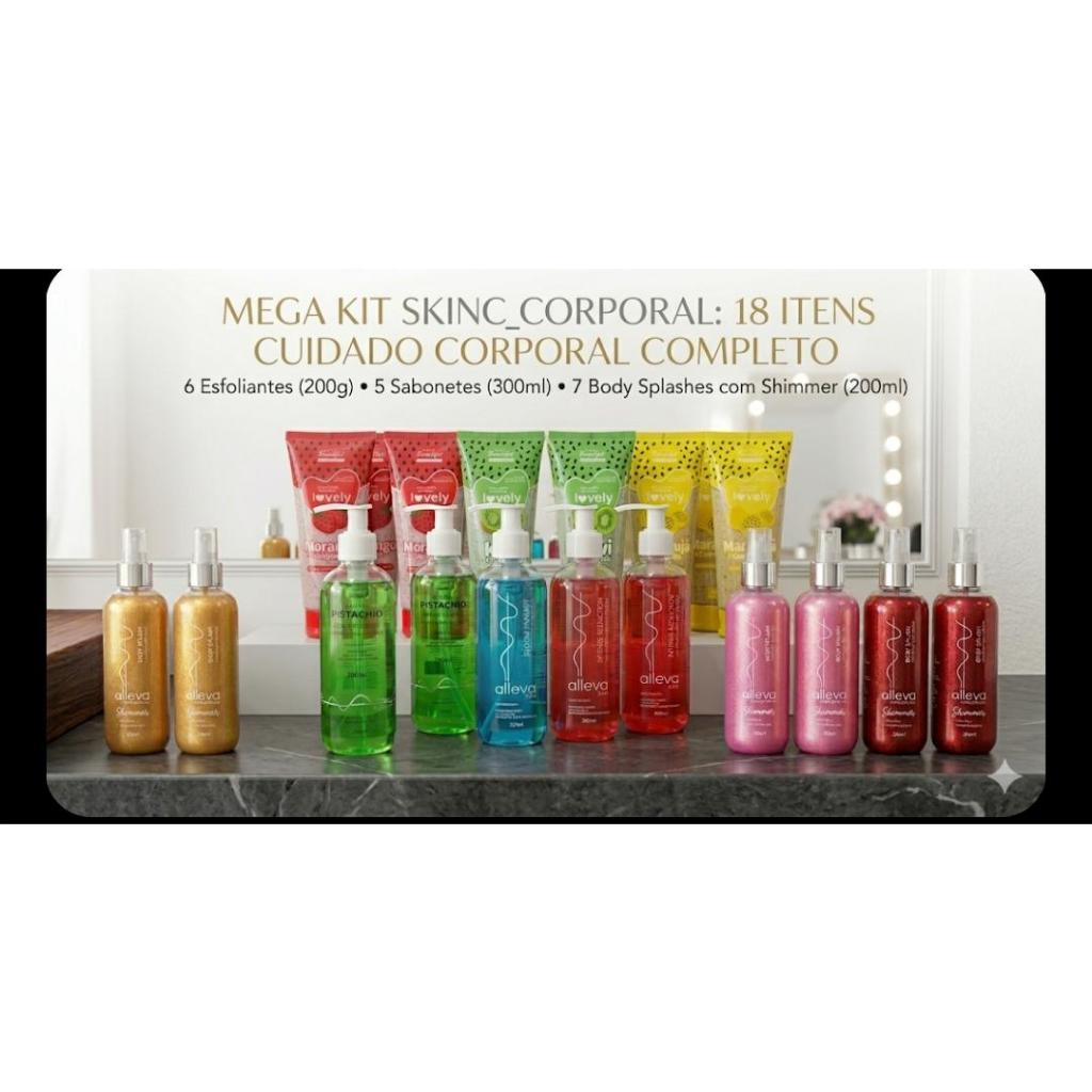 3 KIT atacado  BODY SPLASH +ESFOLIANTE + SABONETE LIQ CORPO E ROSTO 18 item