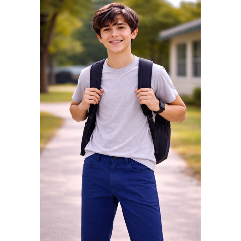calça azul marinho oxford escolar