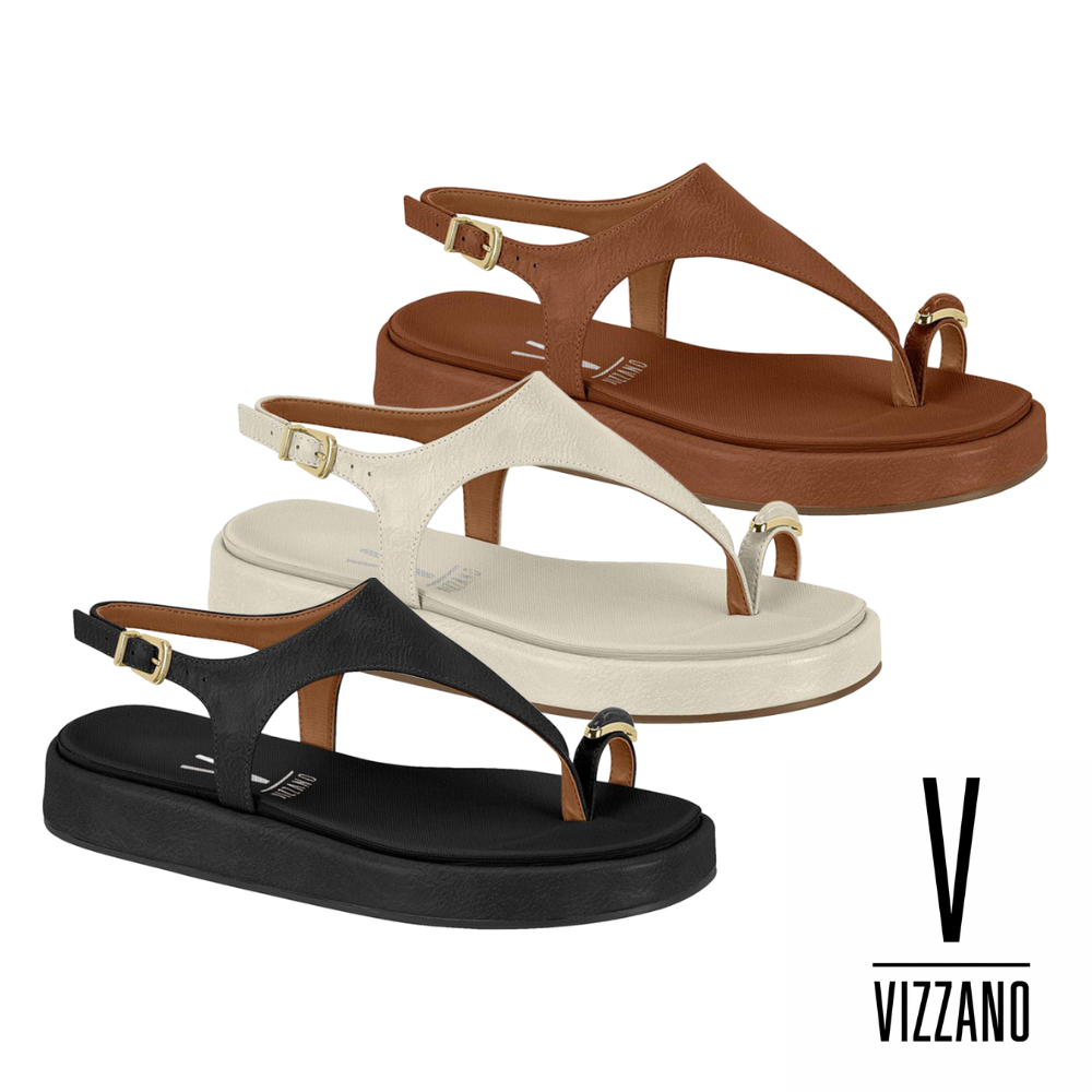 Sandália Feminina Flatform Vizzano Original Ring Toe com Fivela