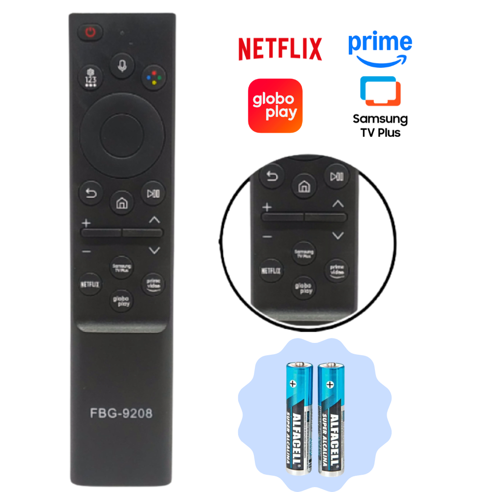 Controle Remoto Universal TV Samsung 4K Smart | Botão Netflix Prime Globo Play Pilhas Inclusas Pronta Entrega