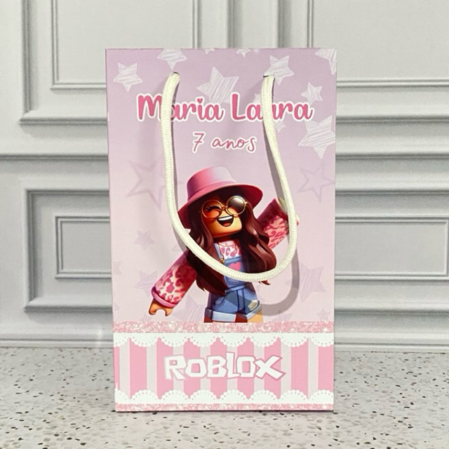 Sacolinha Surpresa Personalizada Roblox Menina Sacola para Lembrancinhas Festa Aniversário Infantil