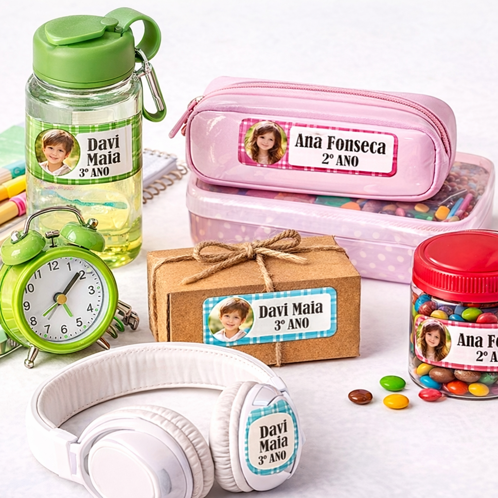 Kit 145 Etiquetas Personalizadas à Prova d’Água Não Descola Volta às Aulas Escola Enfeite Decoração