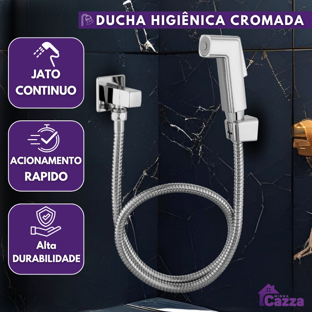 Kit de Ducha Higiênica Para Banheiro Completa Luxo Metal Inox núcleo da válvula de cobre 1,2m Chuveirinho Privada