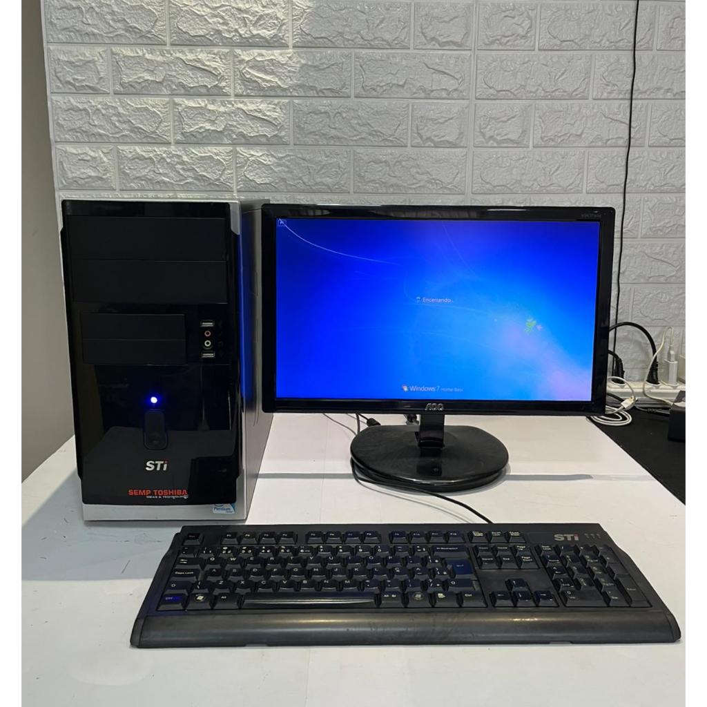 CPU com Monitor AOC 18,5 e Teclado Processador Pentium E5800 3.20ghz HD 160gb 2gb Ram Windows 7 64bits