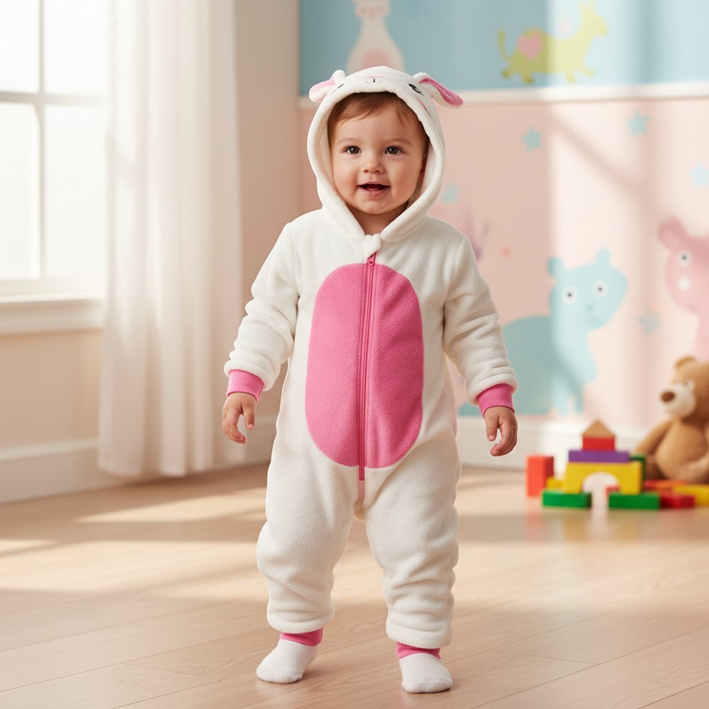 Macacão de bebê menino ou menina macacão de bichinho Pelo Fleece e Moletom Brandili macacão coelhinho