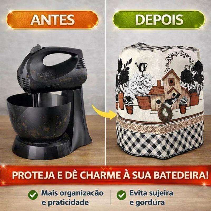 Capa Para Batedeira Estampada Proteção Decoração Cozinha