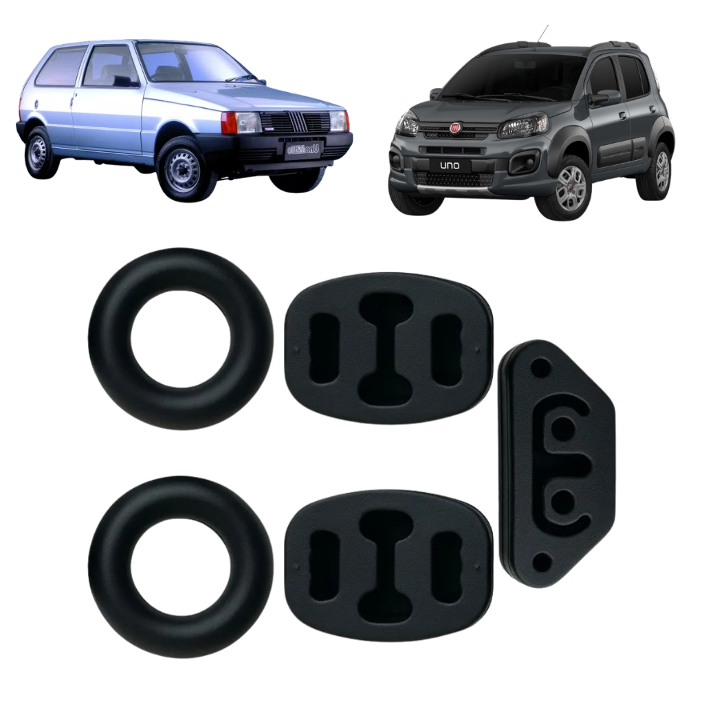 5x Borracha Coxim Calço Cano de Descarga Escapamento Fiat Uno Fire Mille Vivace Way (Todos Modelos)