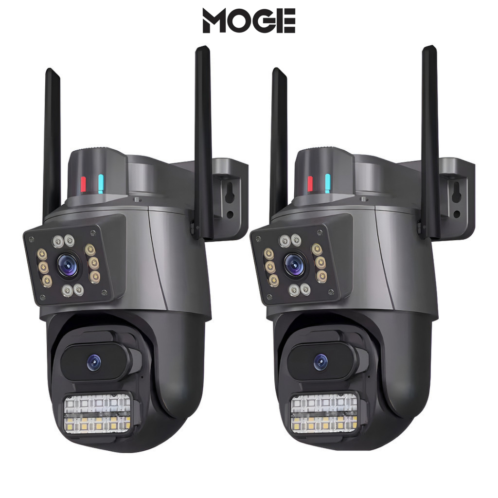 Kit 2 Câmeras IP WiFi Lente Dupla | 6MP | 360° | ICSee | Preto