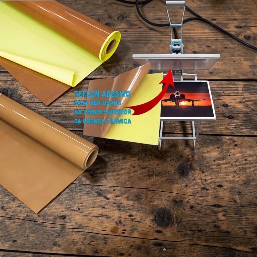 Kit 2 Manta Folha de Teflon 120x100cm para Prensa Térmica – Com e Sem Adesivo