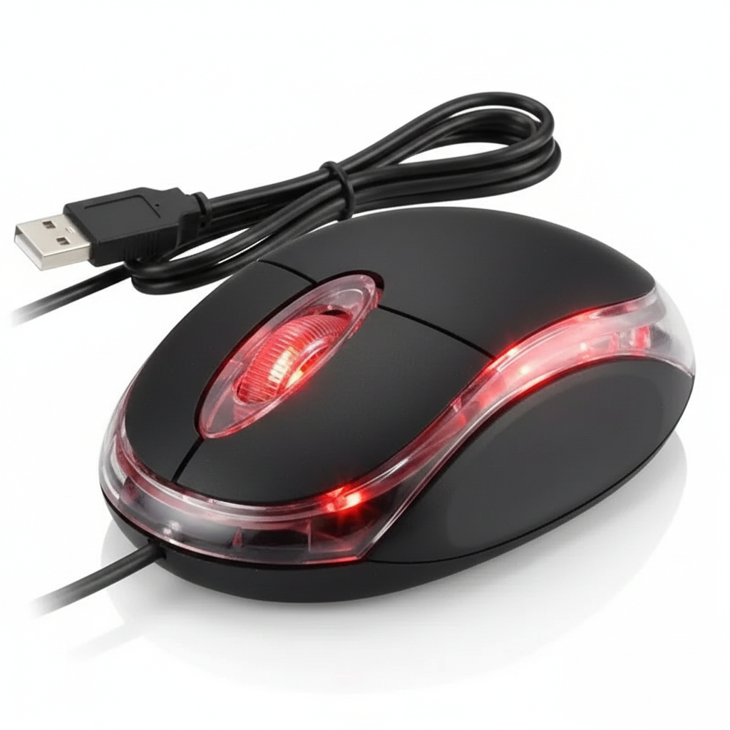 Mouse Usb Com Fio Óptico 1000 Dpi Ergonômico e Confiável