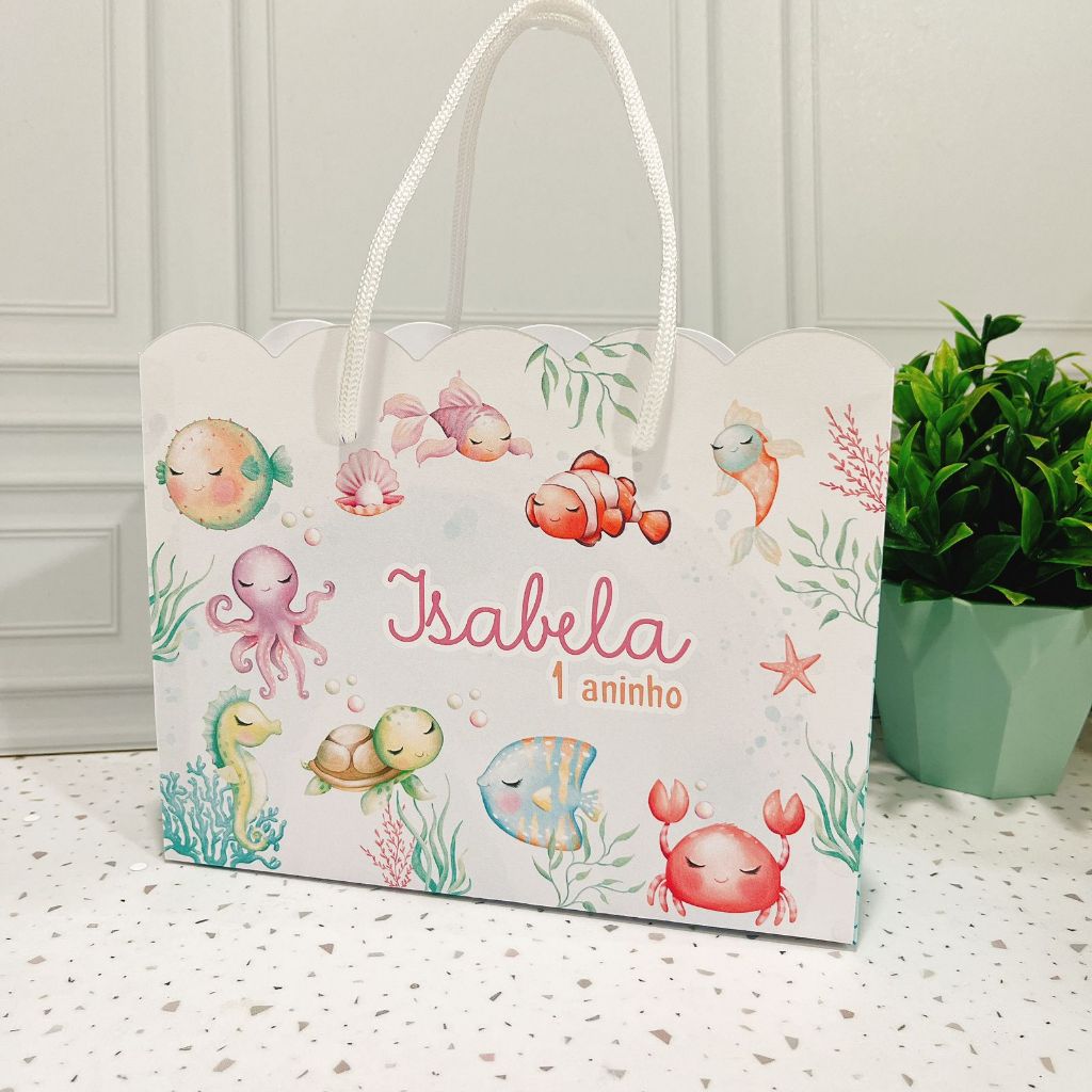 Sacolinha PEGUE E MONTE Fundo do Mar, Modelo nuvem / lembrancinha/ aniversário /personalizado. Todos os temas