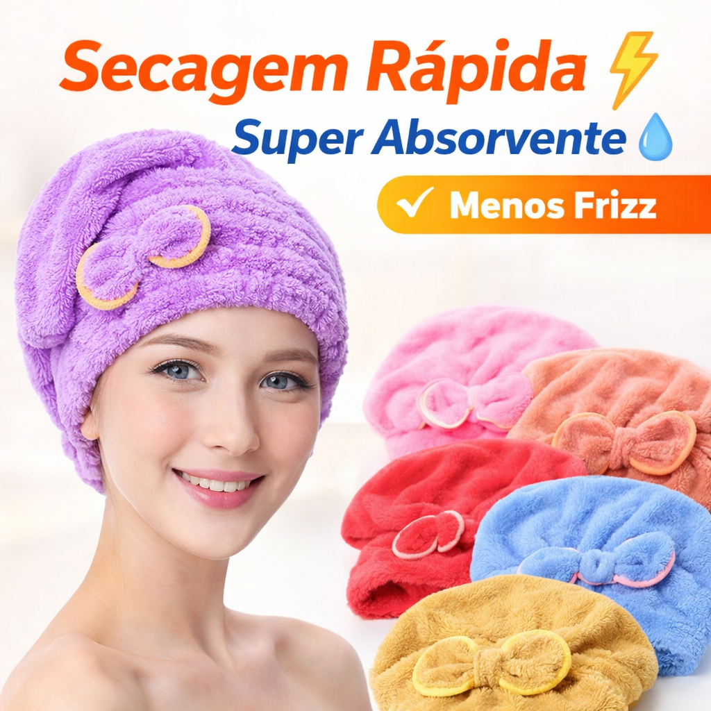 kit com 1, 2 ou 3 Touca Microfibra Secagem Rápida Cabelo Turbante Absorvente Anti Frizz Pós Banho