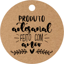 100 Tags Kraft 230g Redondas 5 cm com Furo - Produto Artesanal Feito com Amor