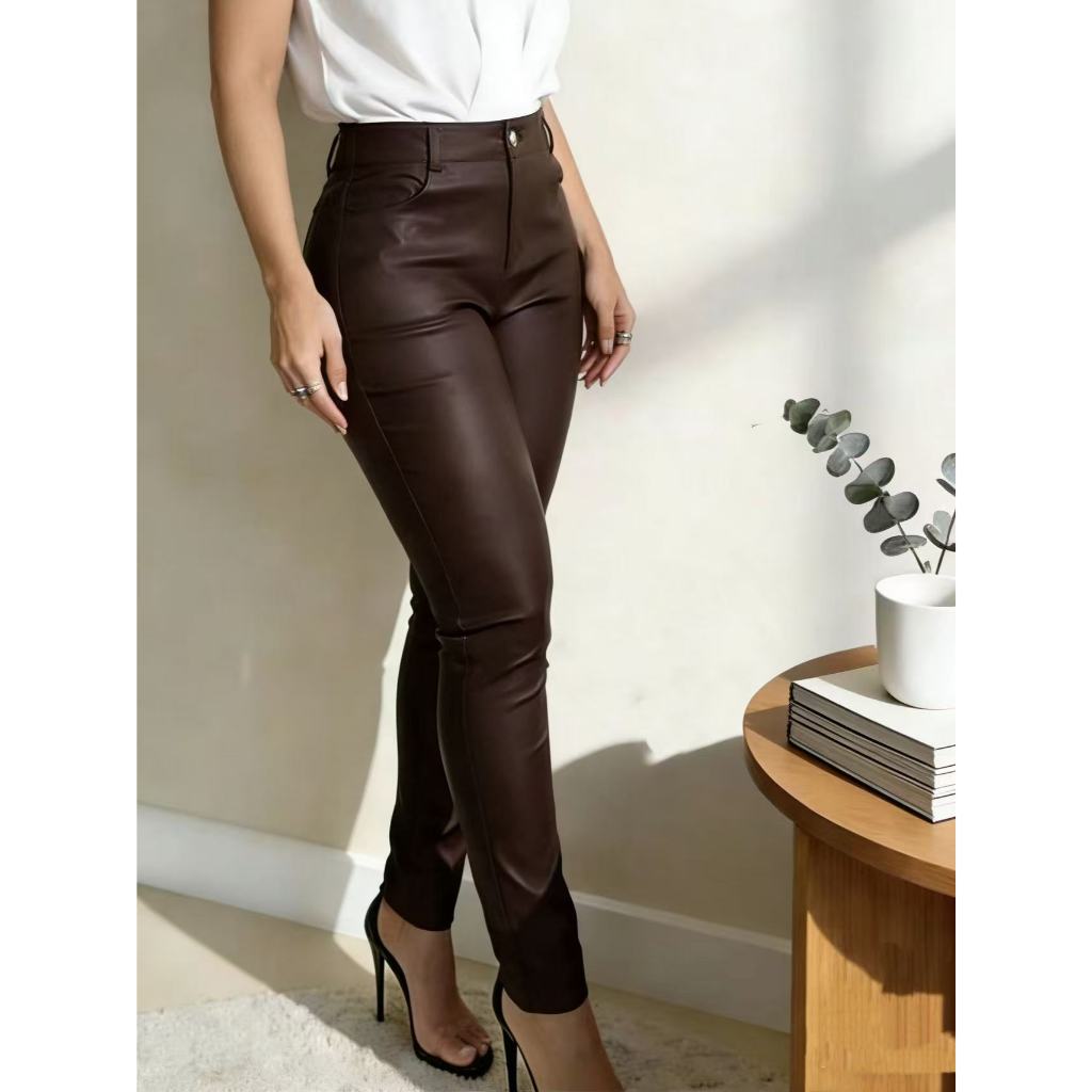 calça resinada com bolso