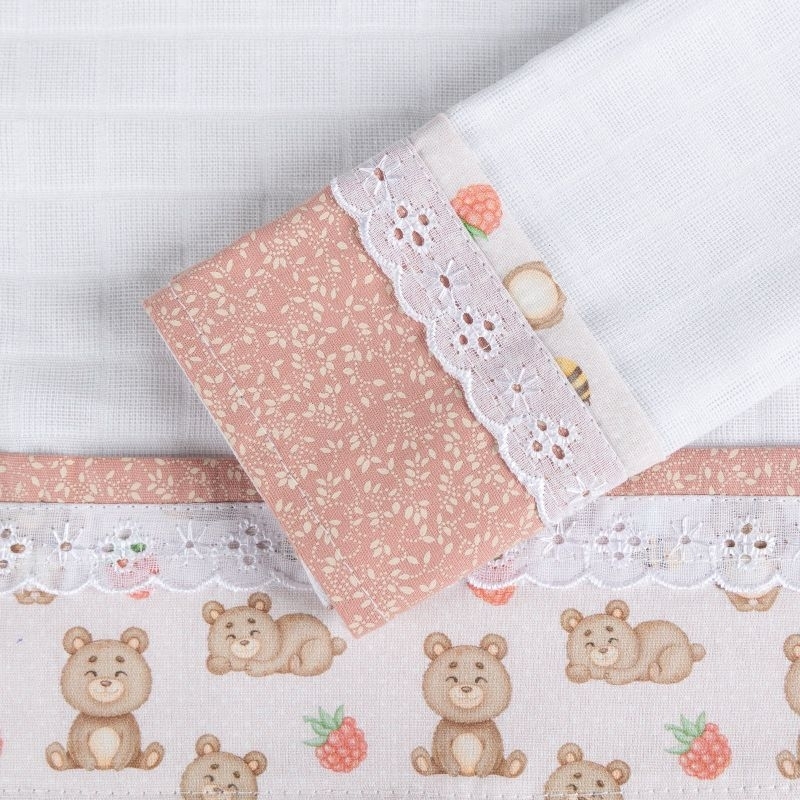 Kit 3 Fralda de Boca Bebê 100% Algodão Com Barrado Maternidade em Oferta na Shopee