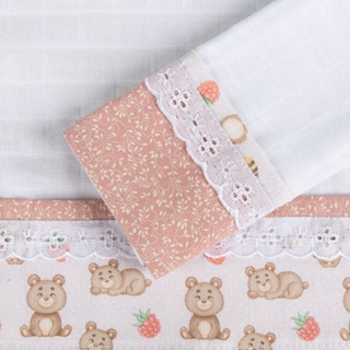 Kit 3 Fralda de Boca Bebê 100% Algodão Com Barrado Maternidade em Oferta na Shopee