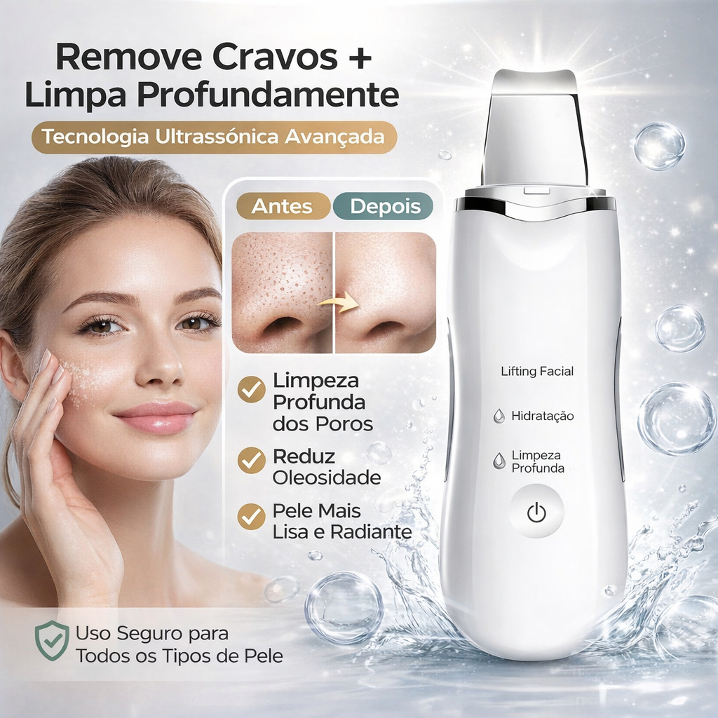 Aparelho Removedor de Cravos Ultrassônico Peeling Facial Profissional Limpeza de Pele Profunda Antirrugas Espátula em Oferta na Shopee