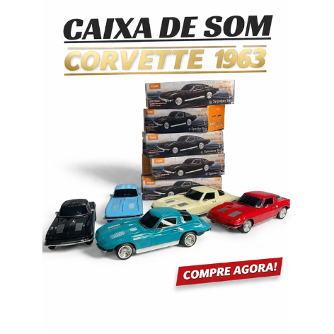Caixa de Som Carro Antigo Corvette 1963 Bluetooth + Rádio FM