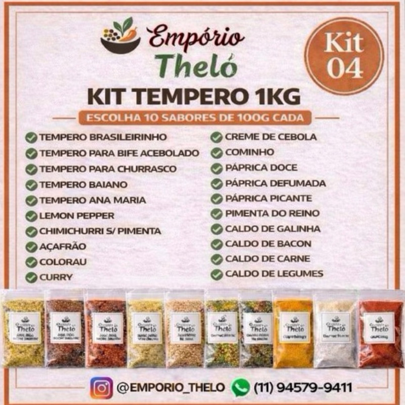 Kit Temperos 1kg Empório Theló – Escolha 10 Sabores | Temperos a Granel Premium para Churrasco e Cozinha em Oferta na Shopee