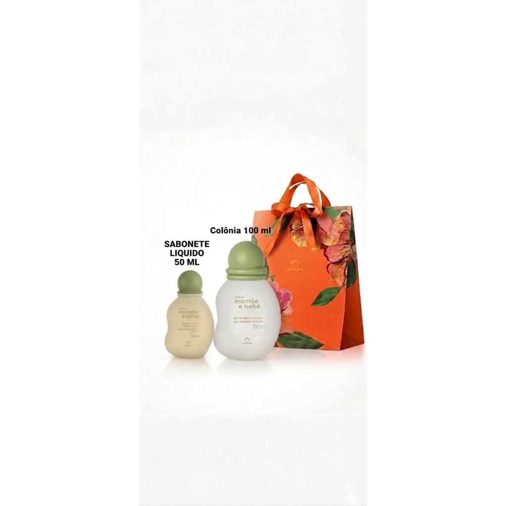 Natura KIT Mamãe Bebê Água de Colônia 100ml, Sabonete Líquido 50ml e Sacola de Presente.