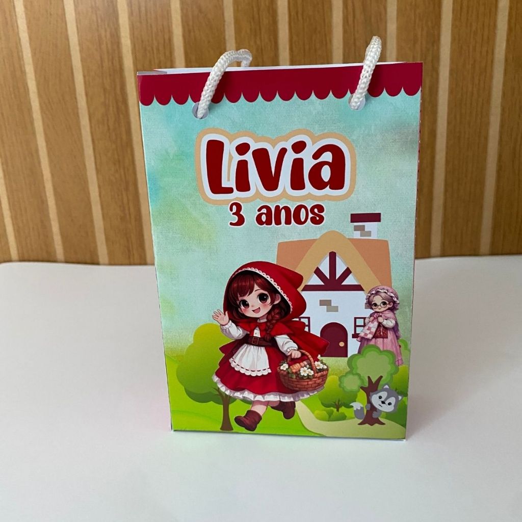 Kit Sacolinha 10|15|20 Personalizada Chapeuzinho Vermelho Festa 10x15cm | Lembrancinha, Embalagem, Kit Presente com Alça