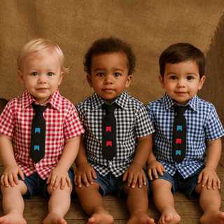 Camisa Infantil Xadrez com Gravata Manga Curta Social Menino Festa Junina São João 100% Algodão em Oferta na Shopee