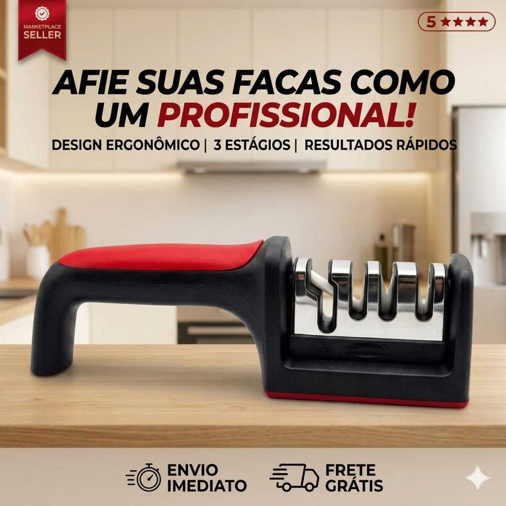 Imagem Afiador de facas Profissional 3 estagios Amola facil cozinha + envio imediato