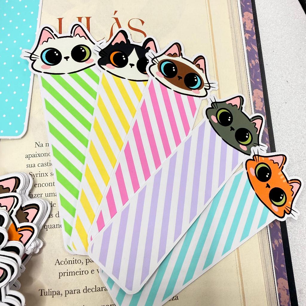 Kit 50 Marca Páginas Gatinhos Fofos Kawaii 10 Modelos Diferentes