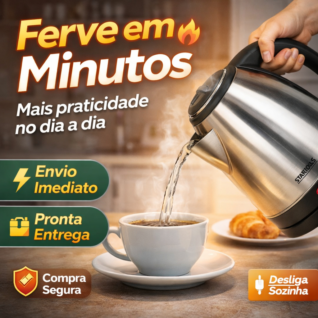 Chaleira Elétrica Inox 2L Ferve Água Rápido Desliga Sozinha