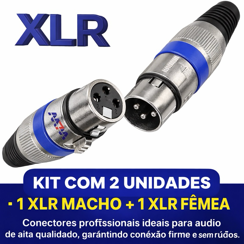 kit 2 plugs conector Xlr canon 1 macho_1 fêmea.