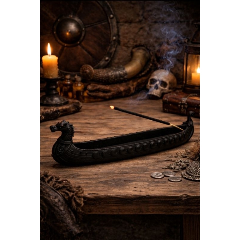 Incensário Barco Viking Preto ou Cinza Decorativo – Porta Incenso Vareta em Oferta na Shopee