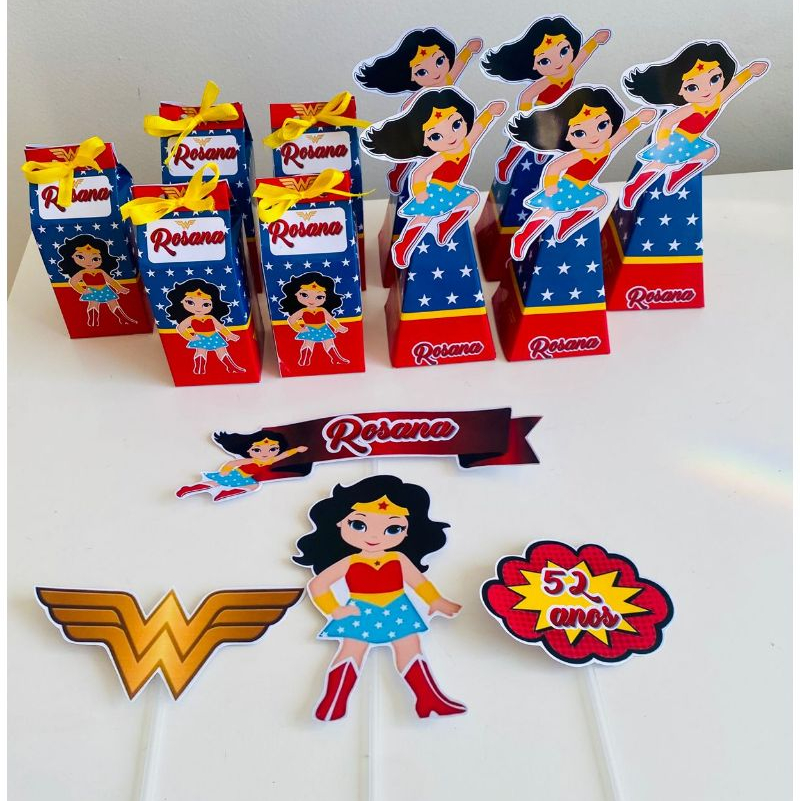 Kit Festa Personalizada Caixinhas milk e pirâmide + Topper de Bolo Qualquer Tema Lembrancinhas Infantil