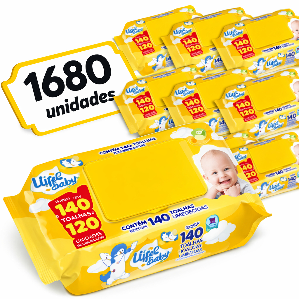 Caixa 1680 lenços/Toalhas Umedecidas Upa Bebê com 12 pacotes (140un cada)