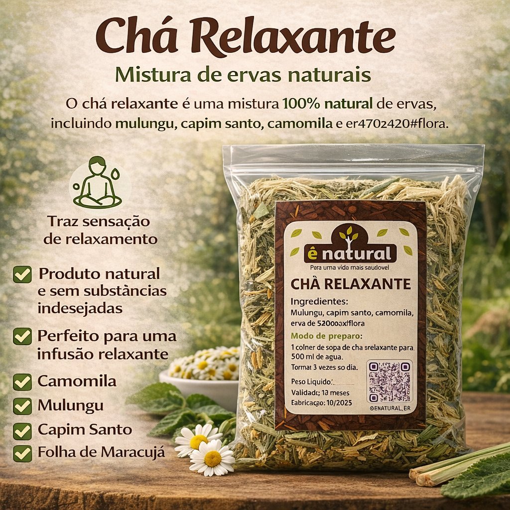 Chá Relaxante Natural – Mulungu, Capim Santo, Camomila, Hipérico e Maracujá– 200 - 1kg - Melhor Sono em Oferta na Shopee